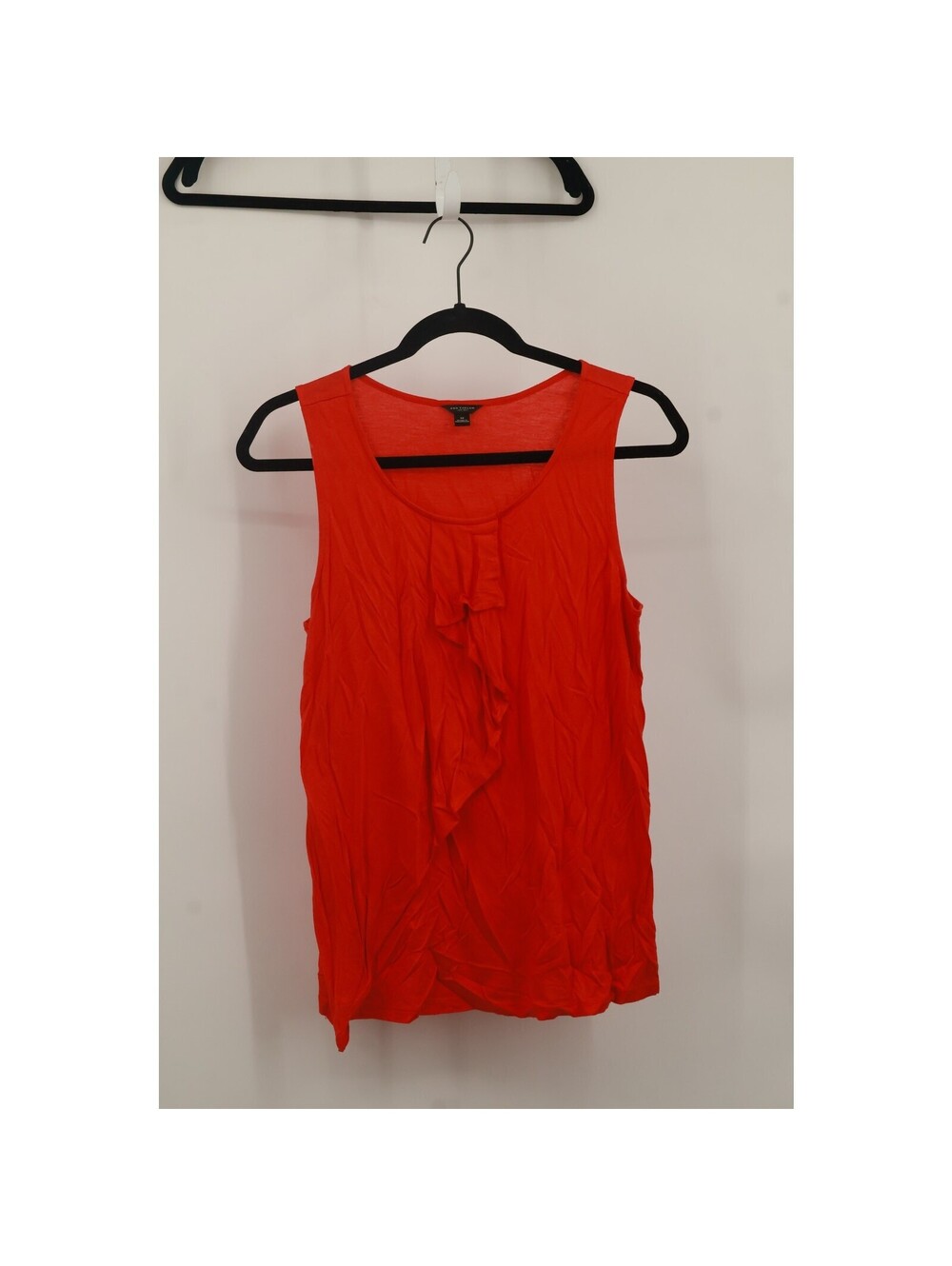 Ann Taylor Women's Pullover Scoop Neck Ruffle Tank Top Sleeveless Size M Red